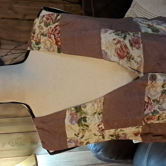 Women Boho Floral Patchwork Linen Vest Linen Blend Size M - Picture 2 of 8